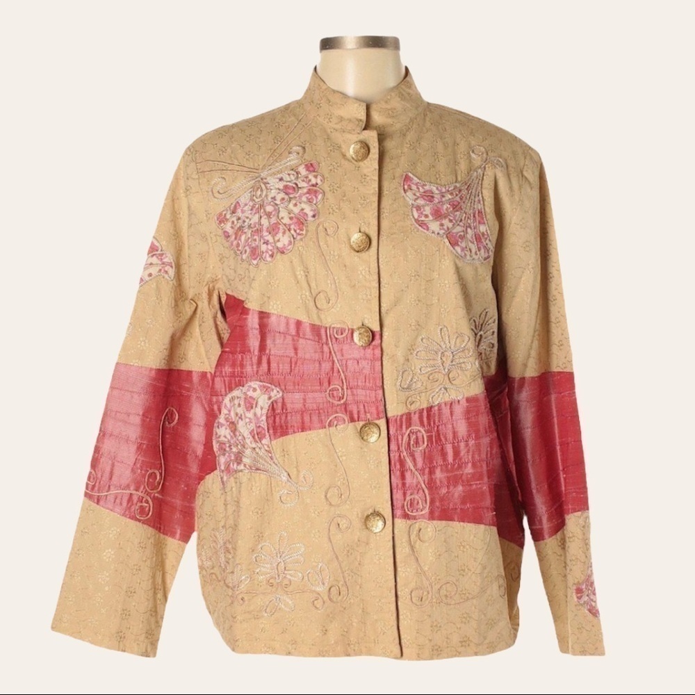 Indigo Moon Embroidered Art To Wear Boho Jacket Size S